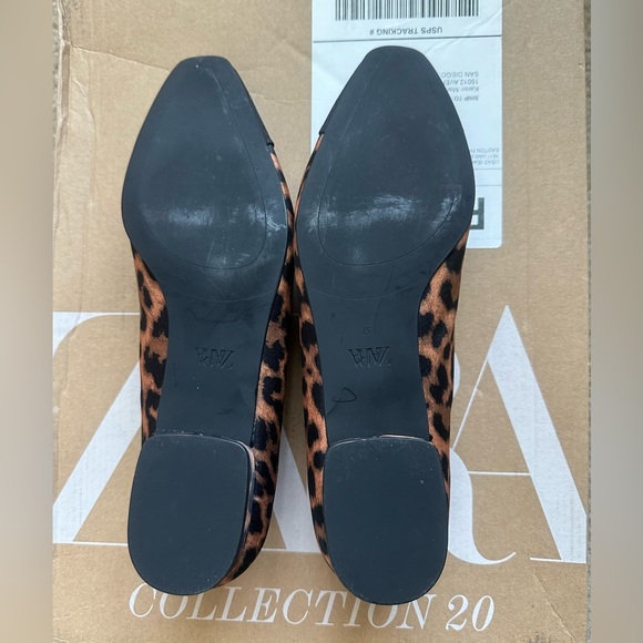 Zara Women Cap Toe Animal Print Ballet Flats - Picture 4 of 4